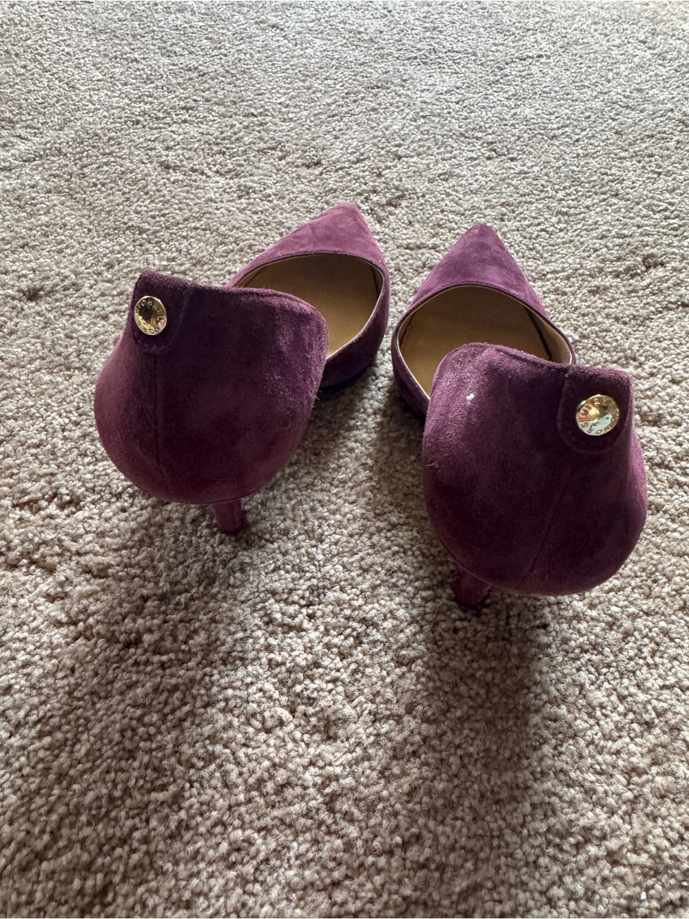Michael Kors Plum Suede Pointed-Toe Pumps - Picture 2 of 3